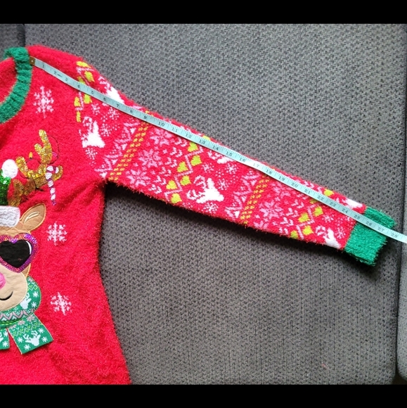 Holiday Time Girls XXL (18) Red Reindeer Christmas Sequin Sweater ! - Picture 5 of 6